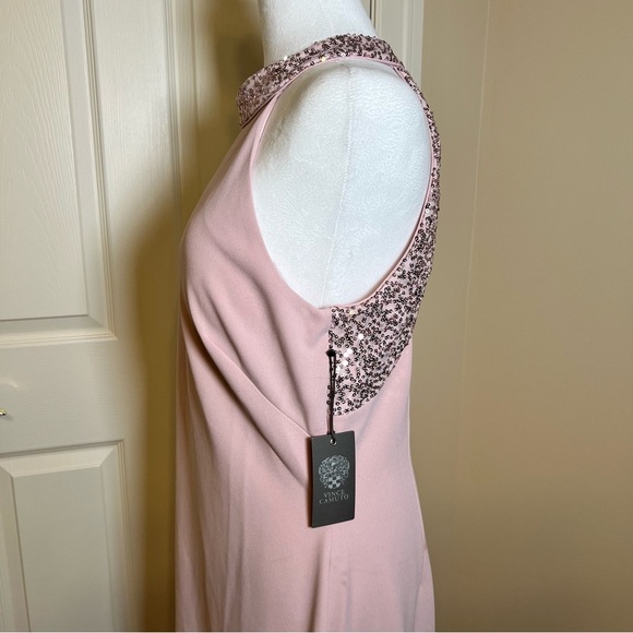 Vince Camuto Rose Colored Sequin Halter Column Gown NWT Size 14 - Picture 10 of 11